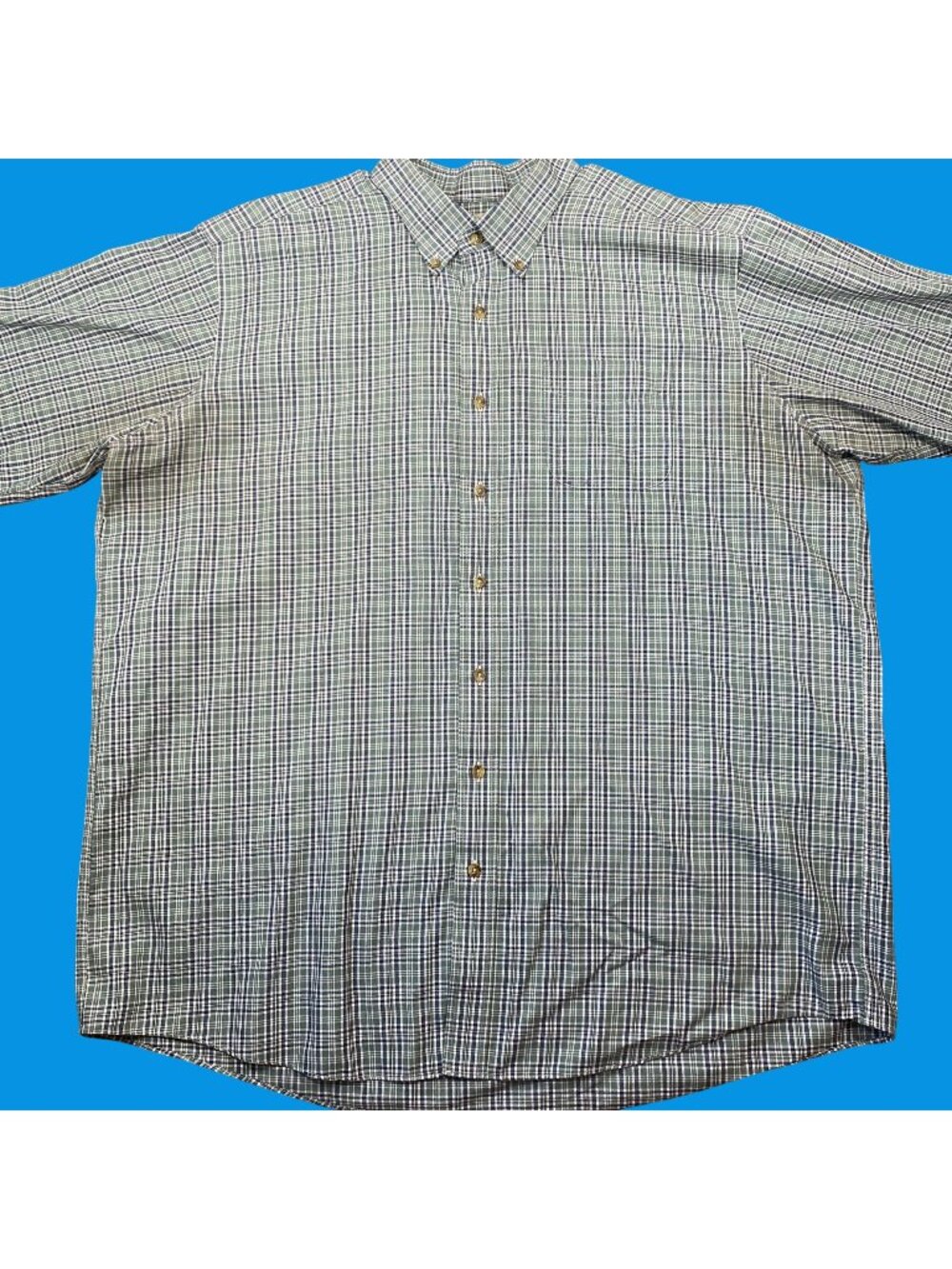 L.L. Bean Mens XXL Tall Plaid Short Sleeve Button-Down Shirt Traditional Fit